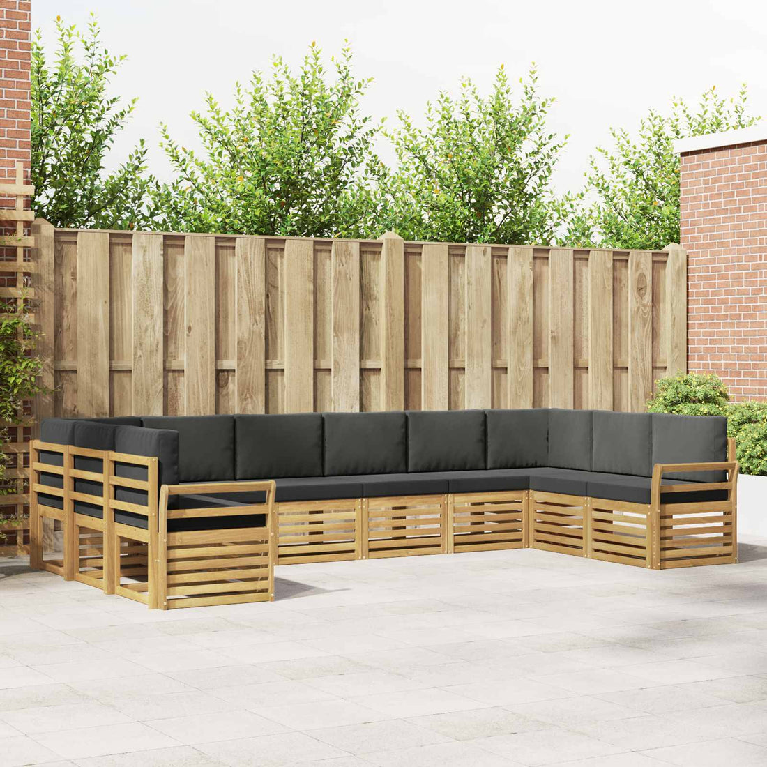 vidaXL Conjunto de sofás de exterior 10 uds. Blanco y Antracita