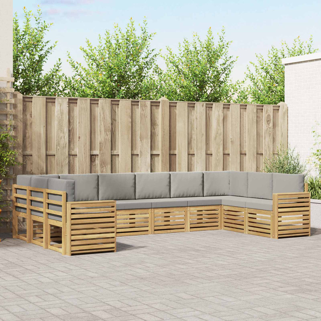 vidaXL Conjunto de sofás de exterior 10 uds. Blanco y Gris Claro