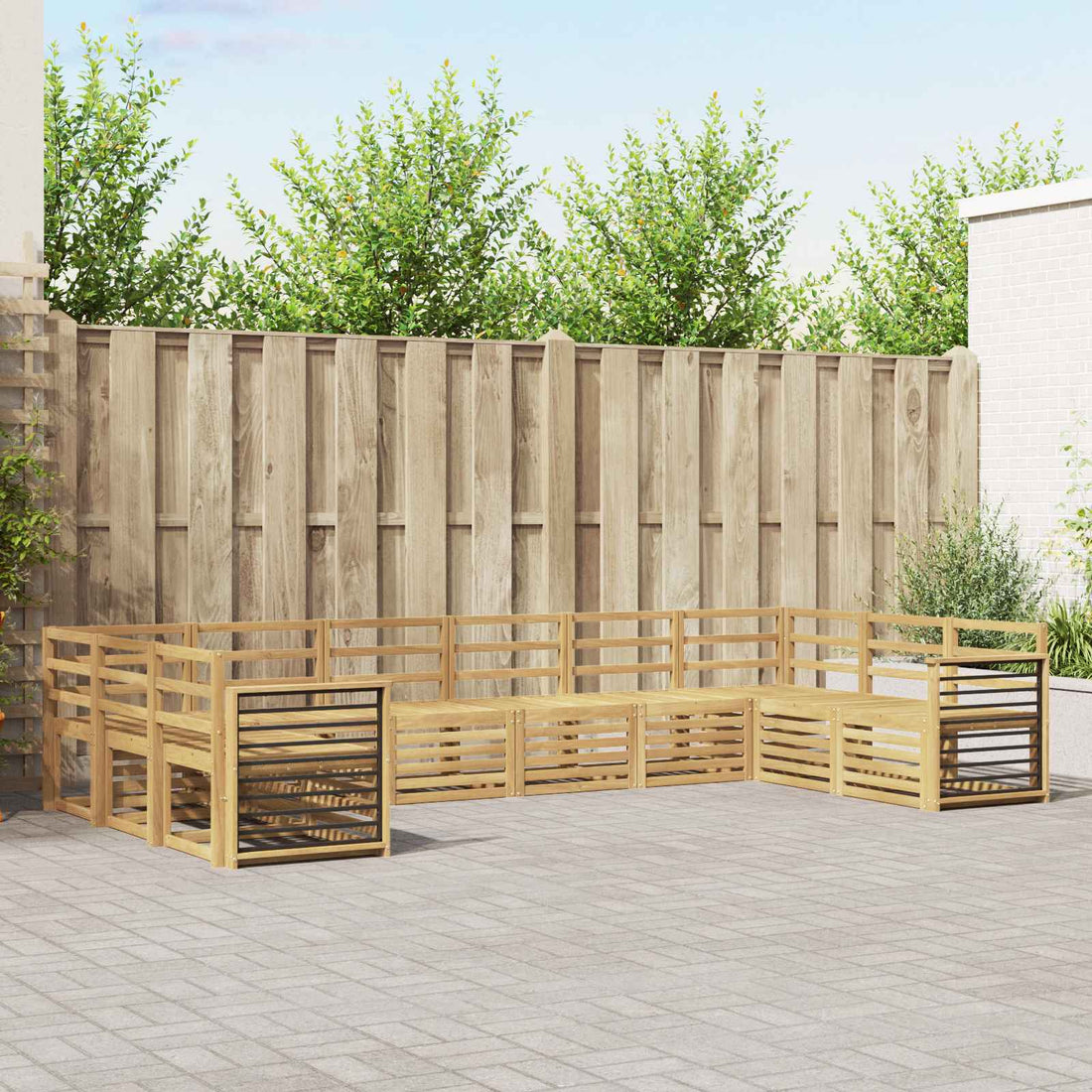 vidaXL Conjunto de sofás de exterior 10 uds. Blanco