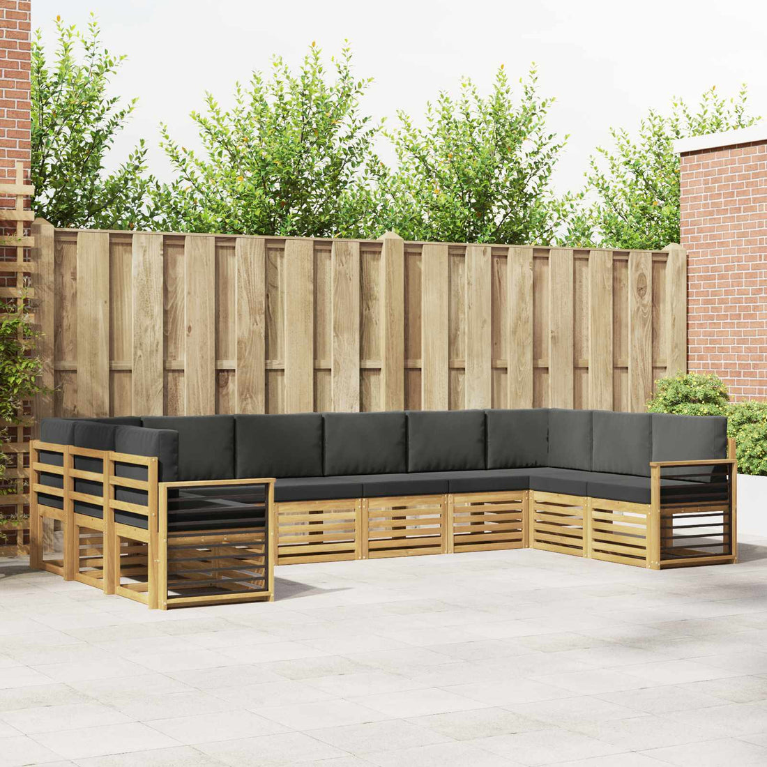 vidaXL Conjunto de sofás de exterior 10 uds. Blanco y Antracita