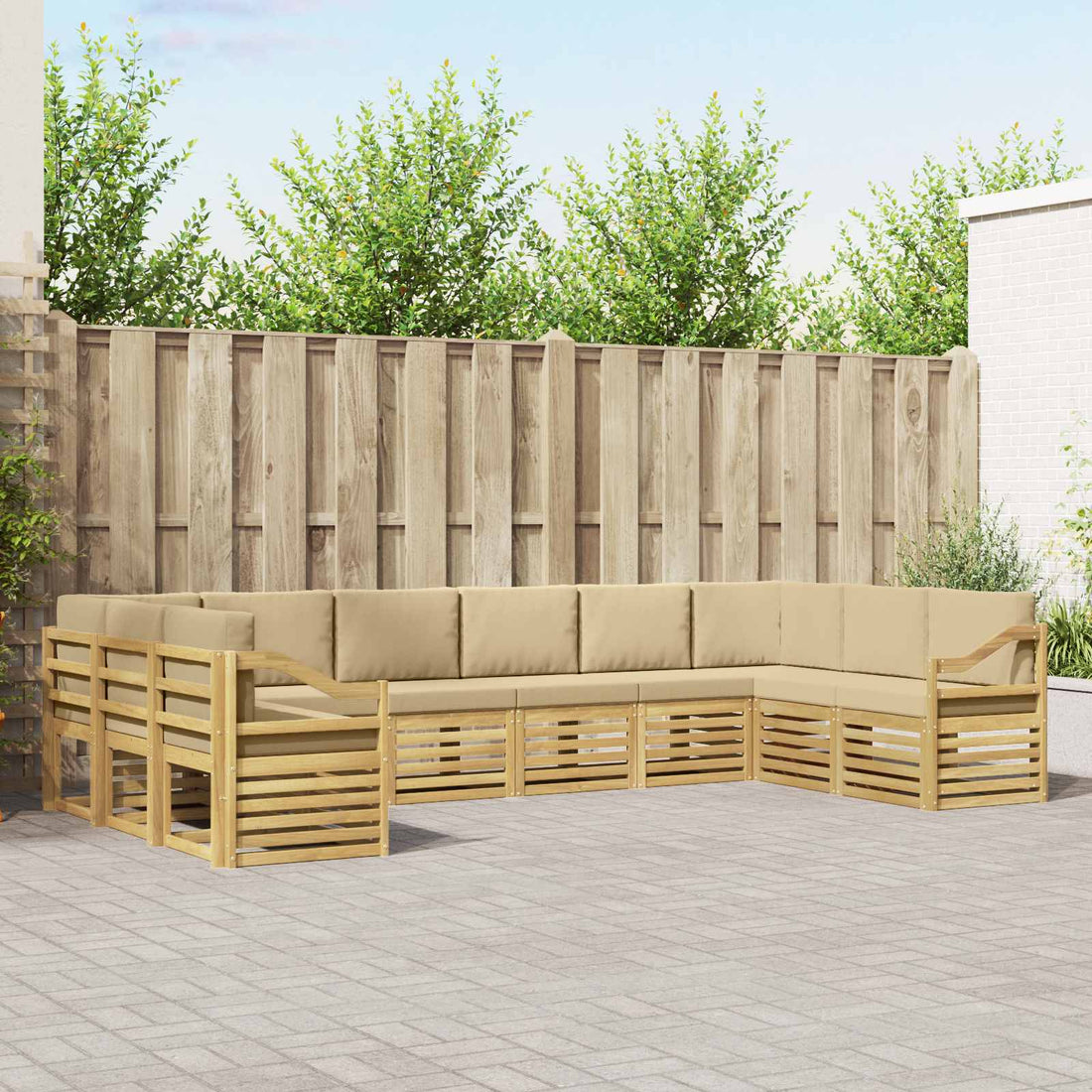 vidaXL Conjunto de sofás de exterior 10 uds. y Beige Poliéster