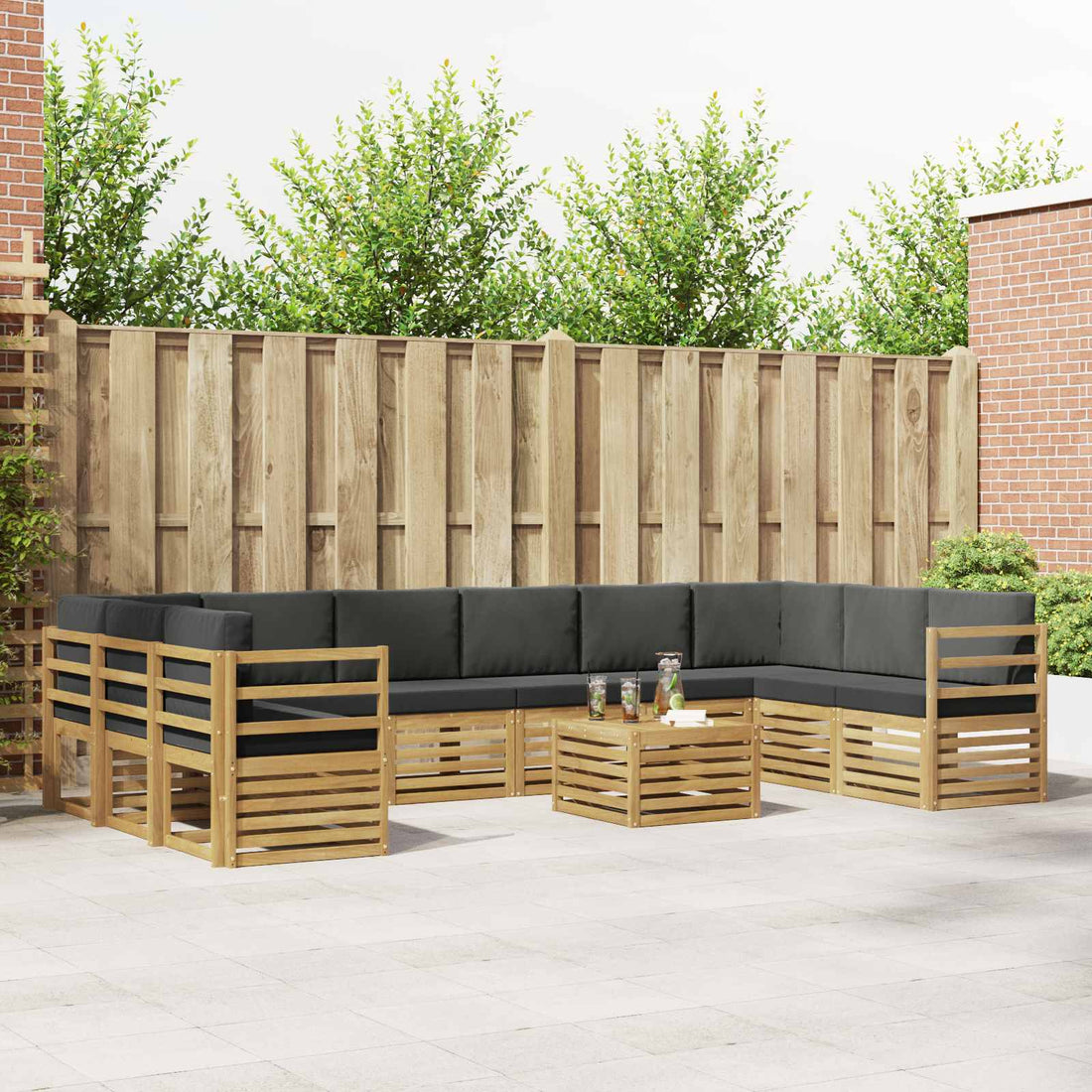 vidaXL Conjunto de sofás de exterior 8 uds. Blanco y Antracita