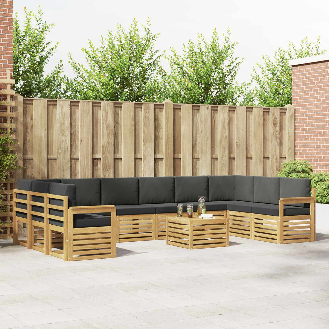 vidaXL Conjunto de sofás de exterior 8 uds. Blanco y Antracita
