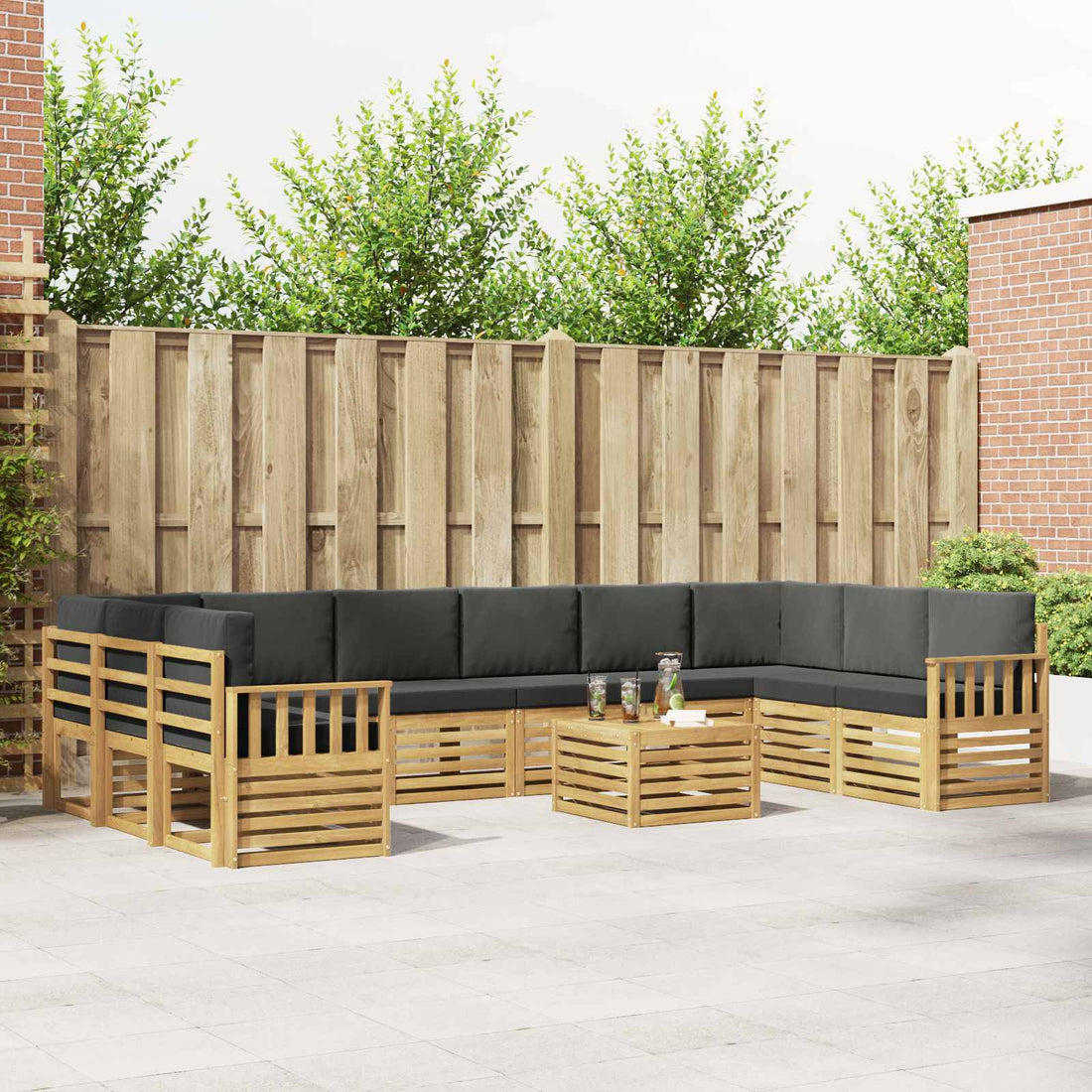 vidaXL Conjunto de sofás de exterior 8 uds. Blanco y Antracita