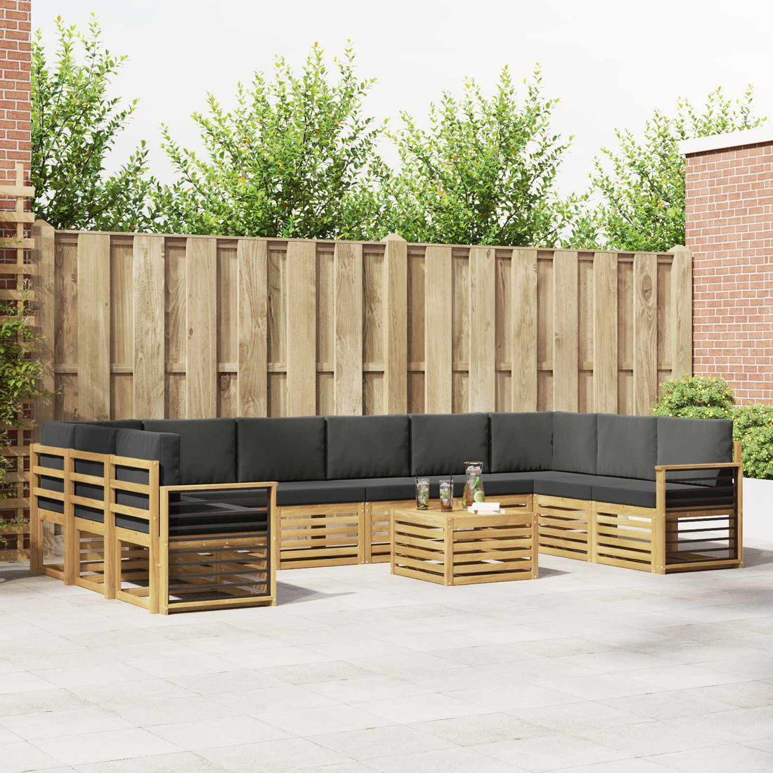 vidaXL Conjunto de sofás de exterior 8 uds. Blanco y Antracita