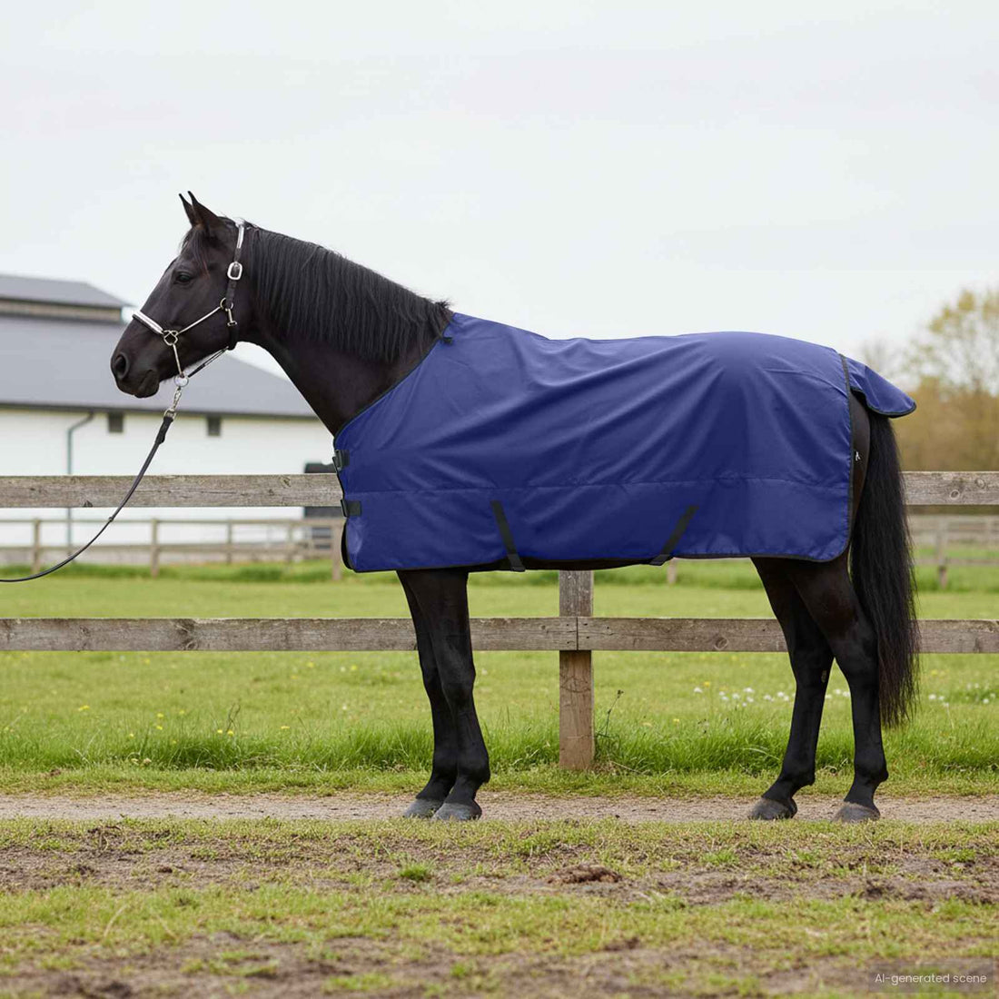 vidaXL Manta para Caballo Azul Marino Completo 135 cm Poliéster