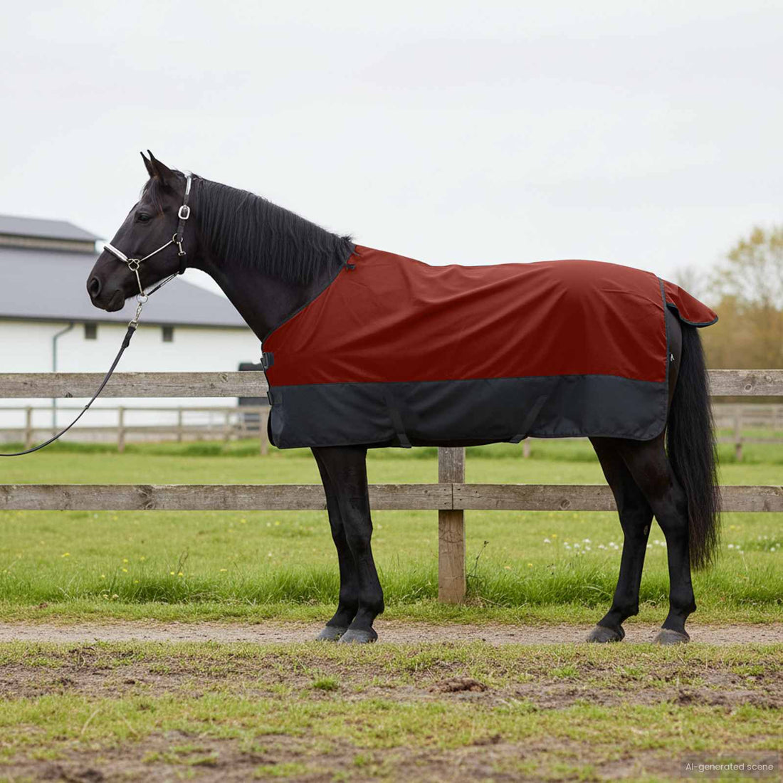 vidaXL Manta para Caballo Borgoña y Negro 125 cm Poliéster