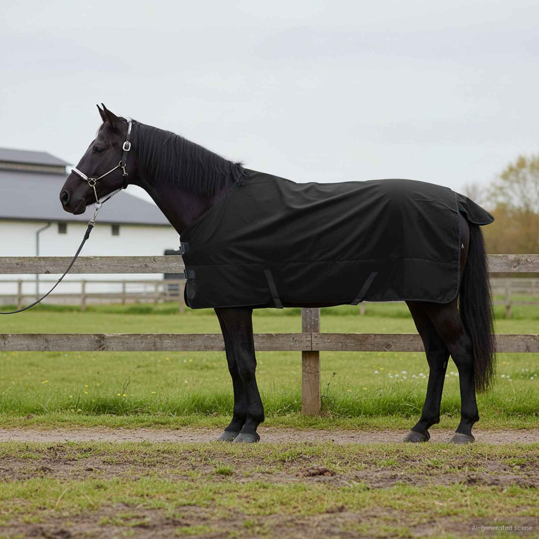 vidaXL Manta para Caballo Negro Completo 135 cm Poliéster