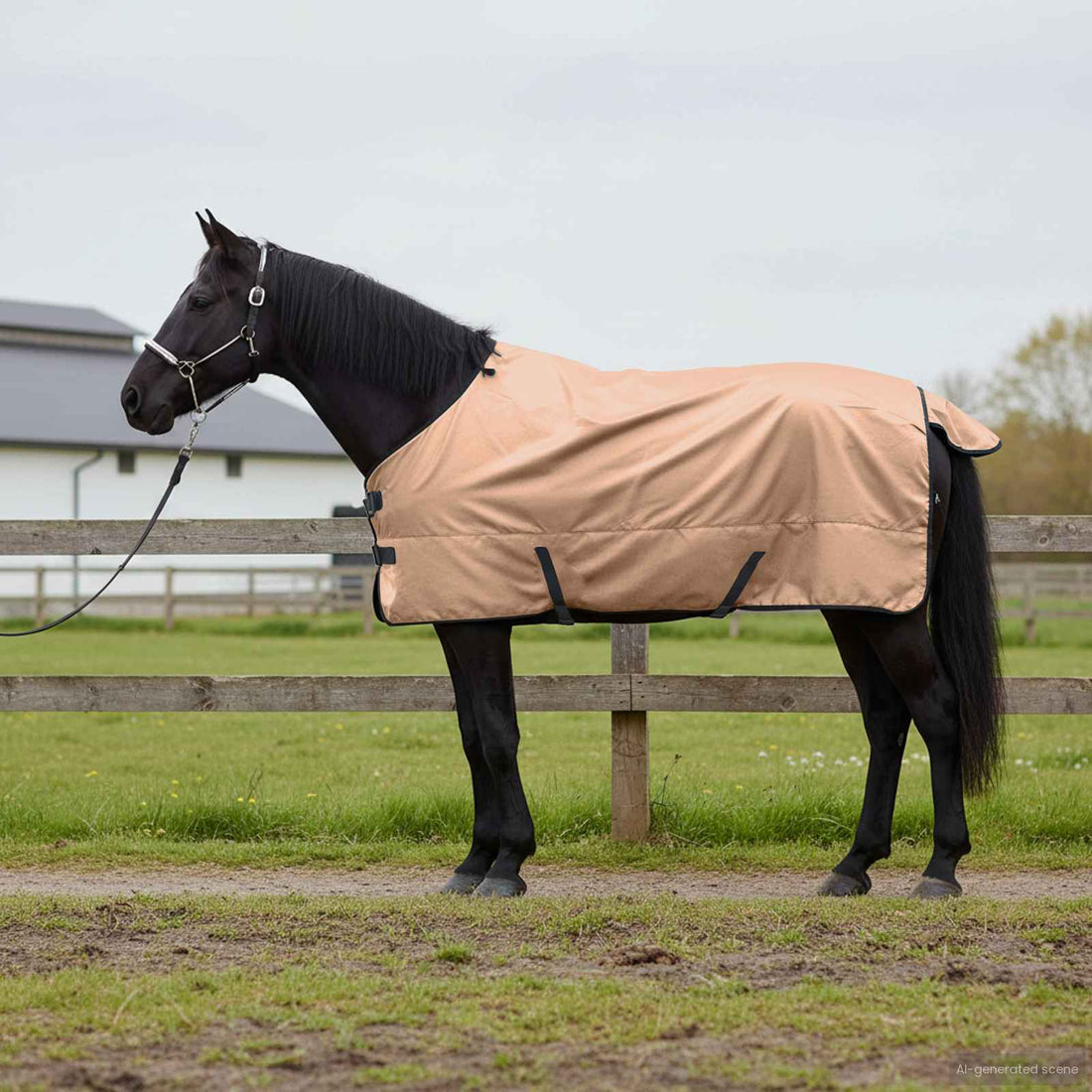 vidaXL Manta para Caballo Capuchino 105 cm Poliéster