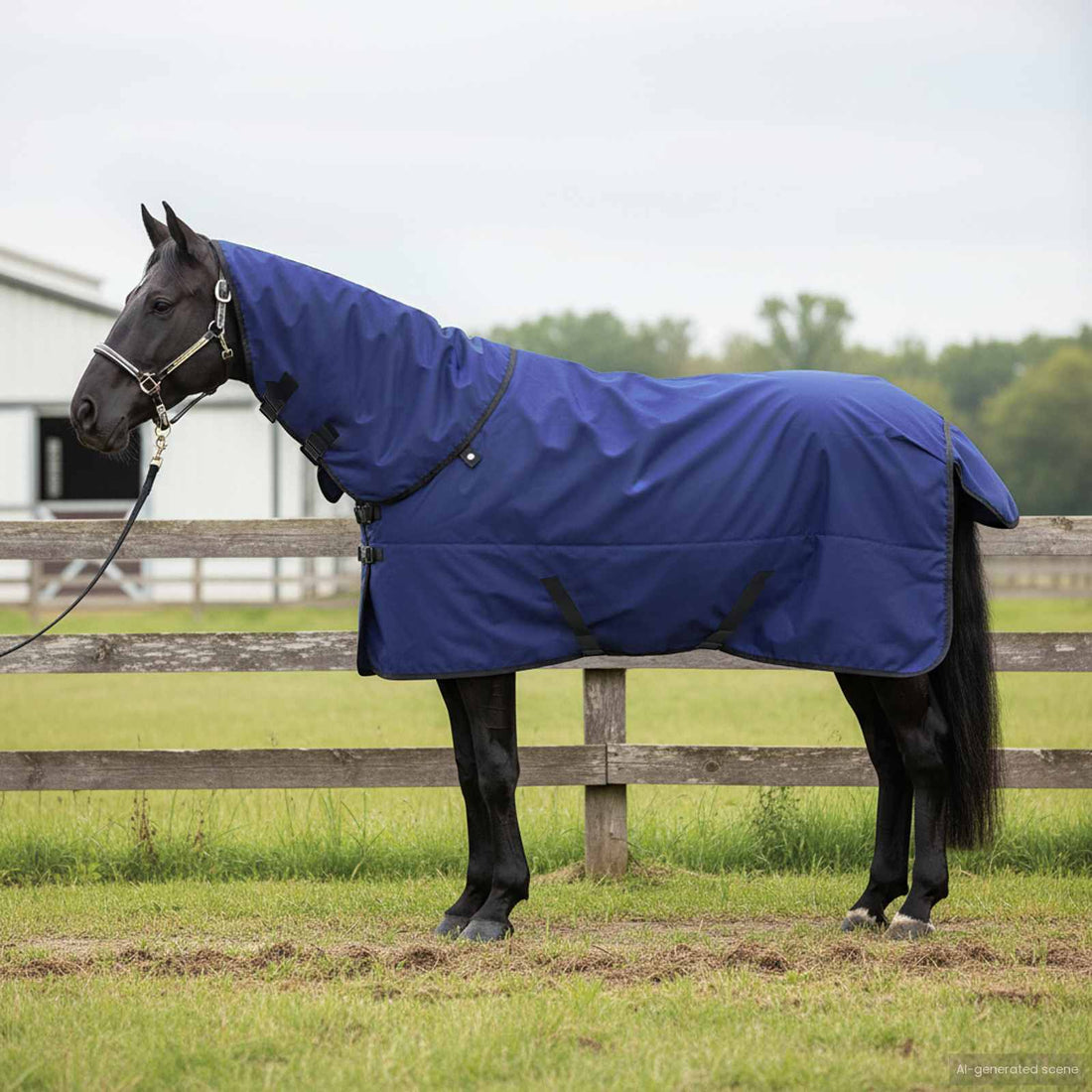 vidaXL Manta para Caballo Azul Marino Completo 75 cm Poliéster