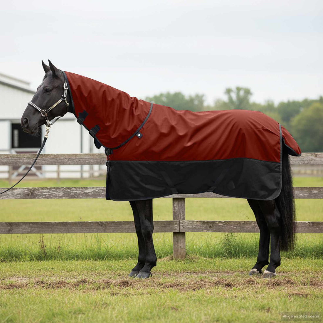 vidaXL Manta para Caballo Borgoña y Negro 85 cm Poliéster