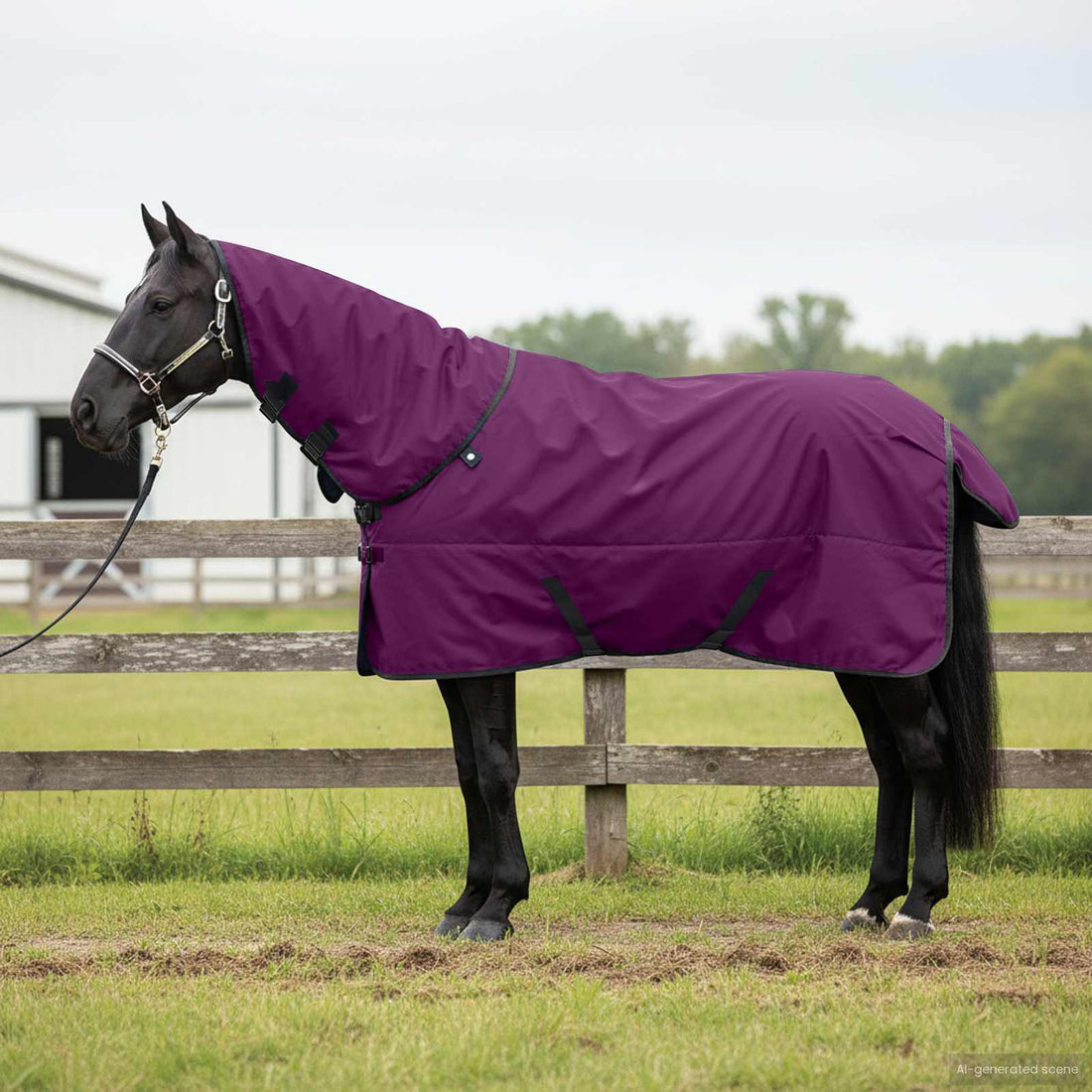 vidaXL Manta para Caballo Morado Completo 165 cm Poliéster