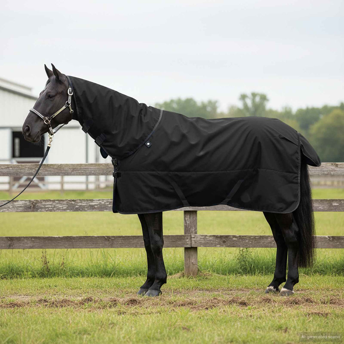 vidaXL Manta para Caballo Negro Completo 125 cm Poliéster