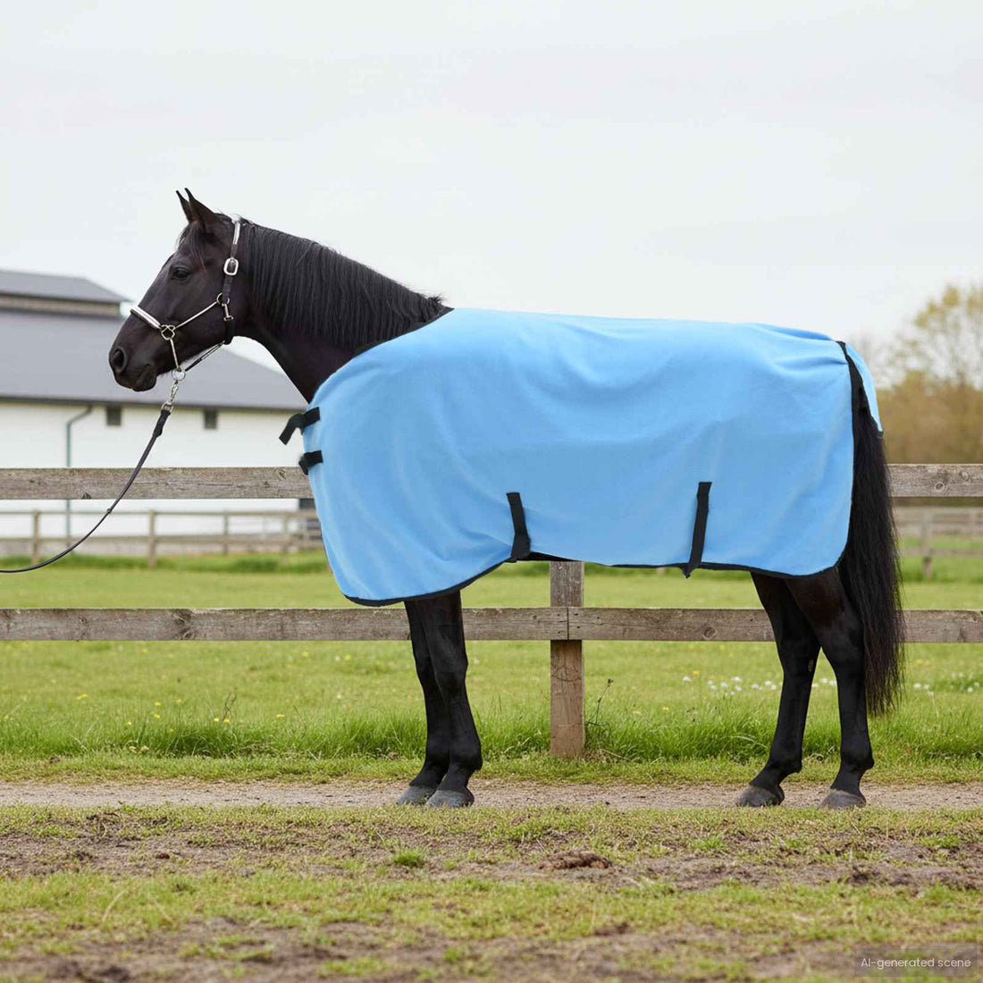vidaXL Manta para Caballo Aqua Completo 95 cm Forro polar de poliéster