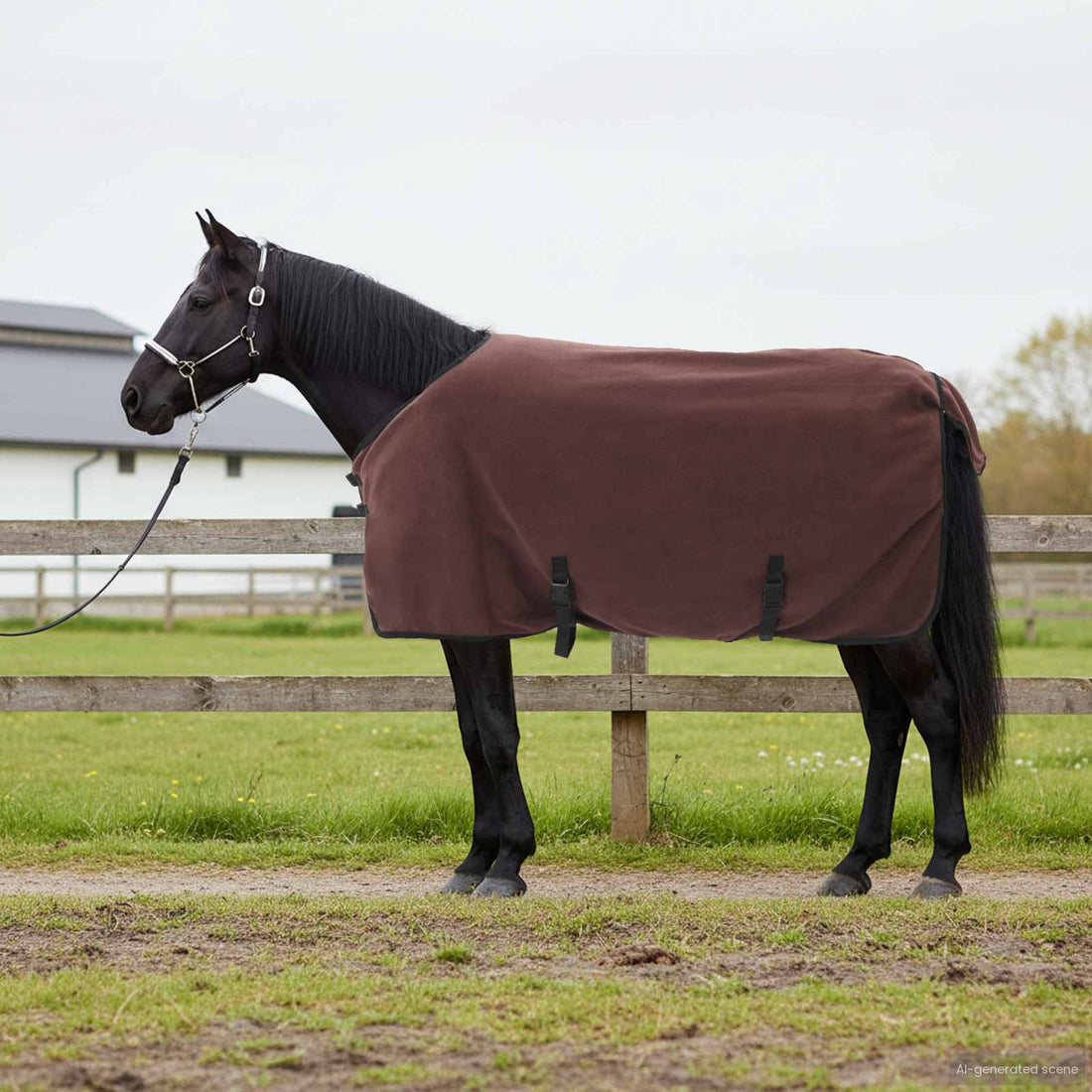vidaXL Manta para Caballo Marrón Oscuro Completo 105 cm