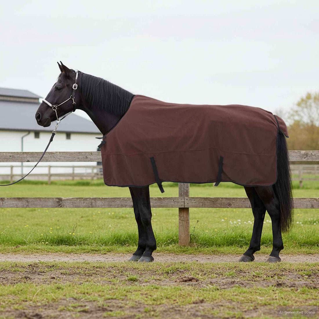 vidaXL Manta para Caballo Marrón Oscuro Completo 145 cm