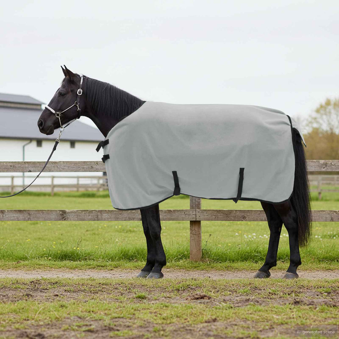 vidaXL Manta para Caballo Gris claro y rosa completo 95 cm