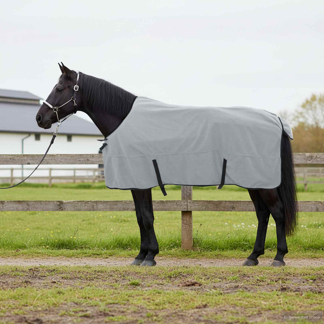 vidaXL Manta para Caballo Gris claro y rosa completo 135 cm