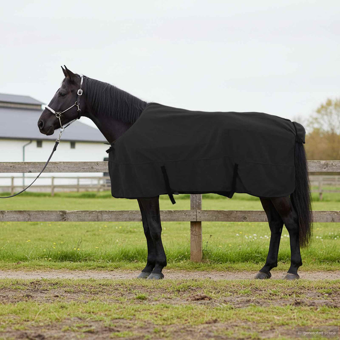 vidaXL Manta para Caballo Negro 125 cm Forro polar de poliéster