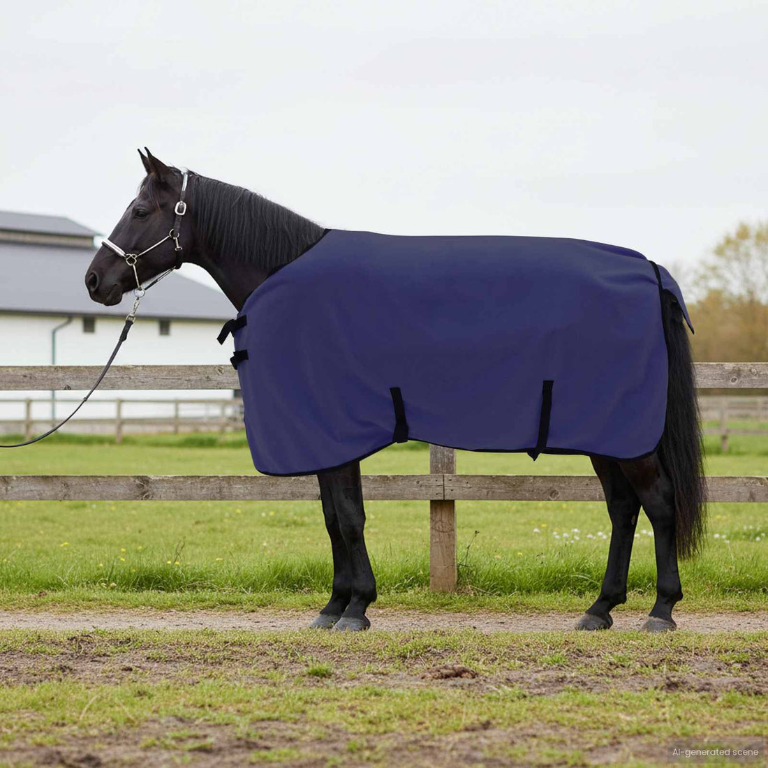vidaXL Manta para Caballo Azul marino 95 cm Forro polar de poliéster