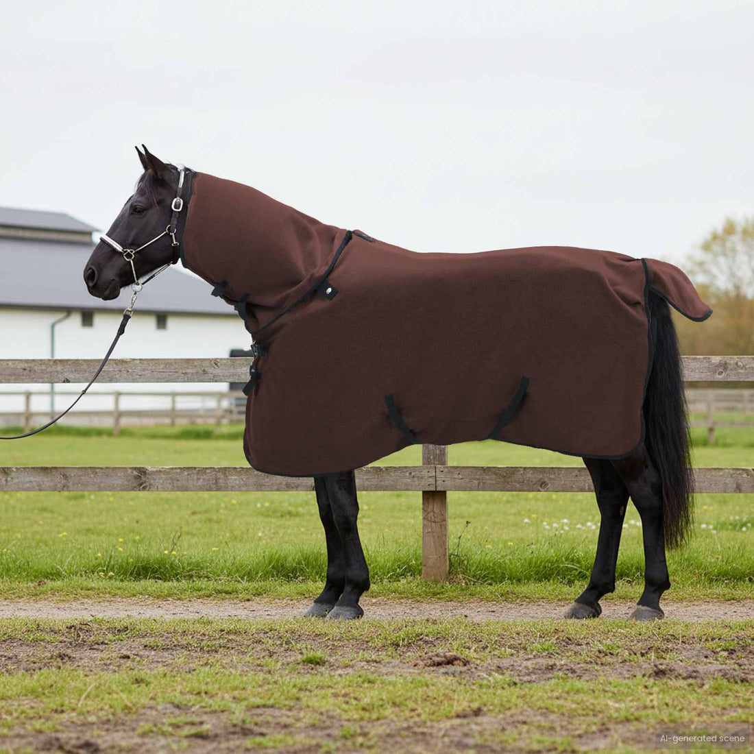 vidaXL Manta para Caballo Marrón Oscuro Completo 105 cm