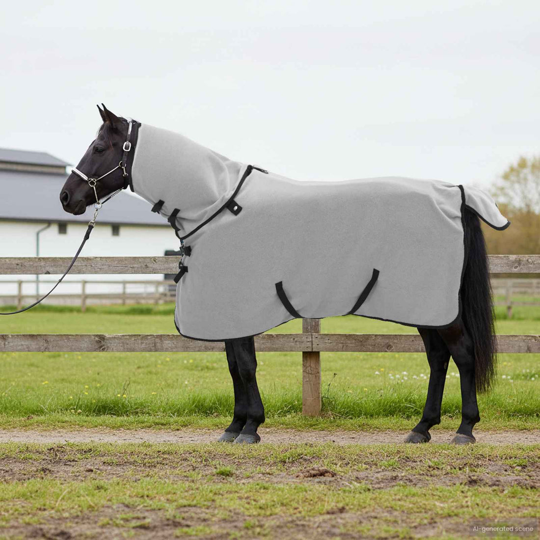 vidaXL Manta para Caballo Gris claro y rosa completo 75 cm