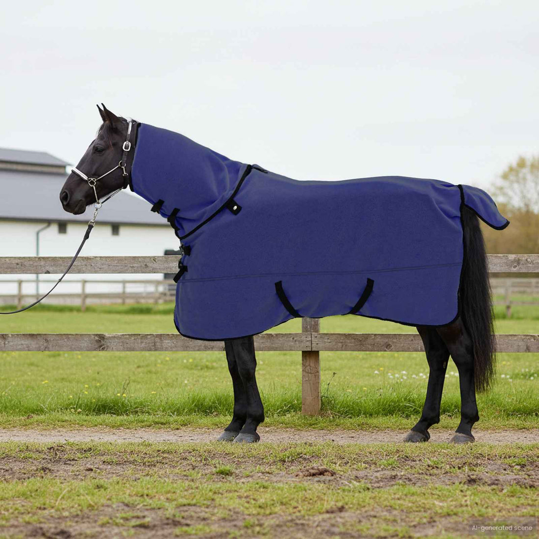 vidaXL Manta para Caballo Azul marino 135 cm Forro polar de poliéster