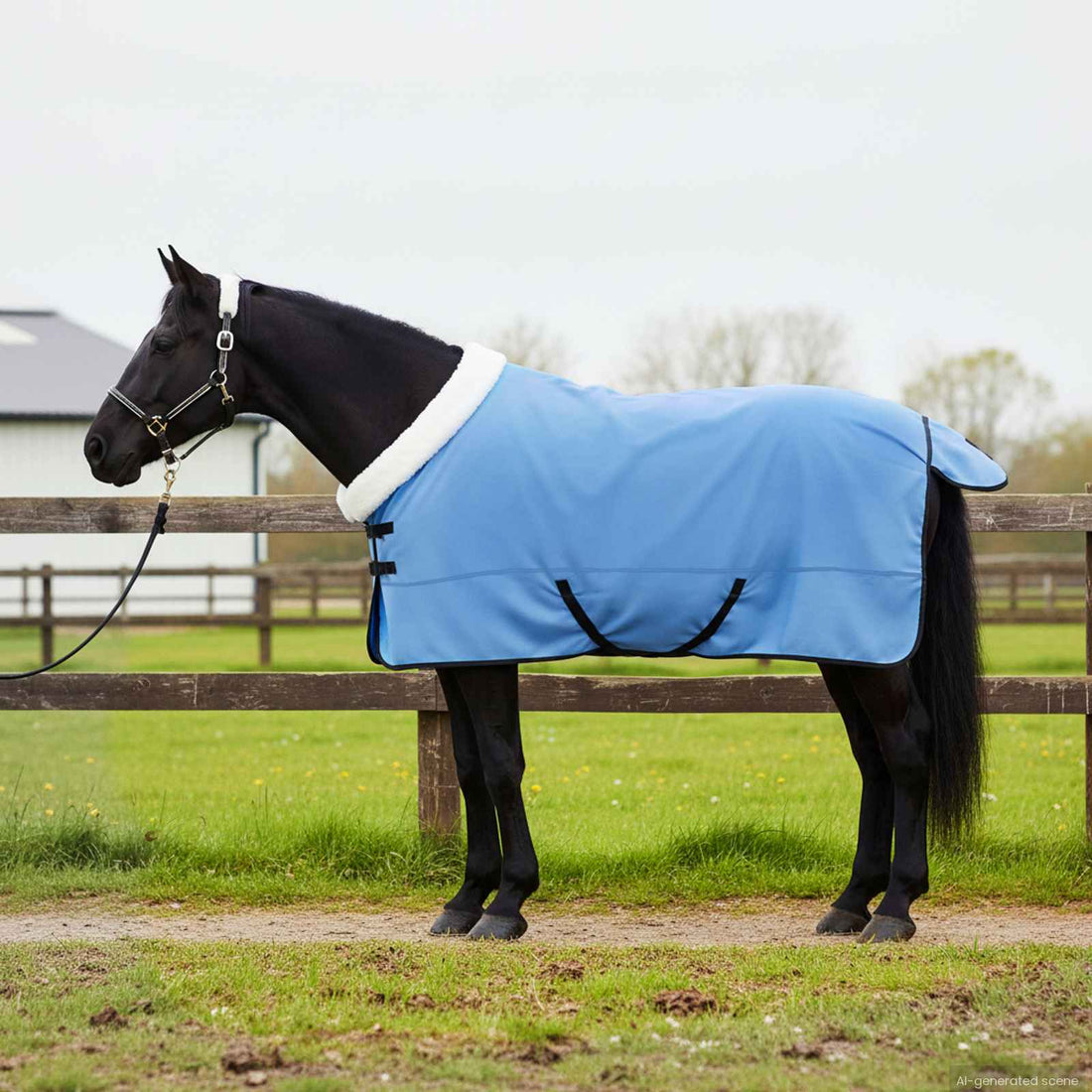 vidaXL Manta para Caballo Aqua Completo 125 cm Forro polar