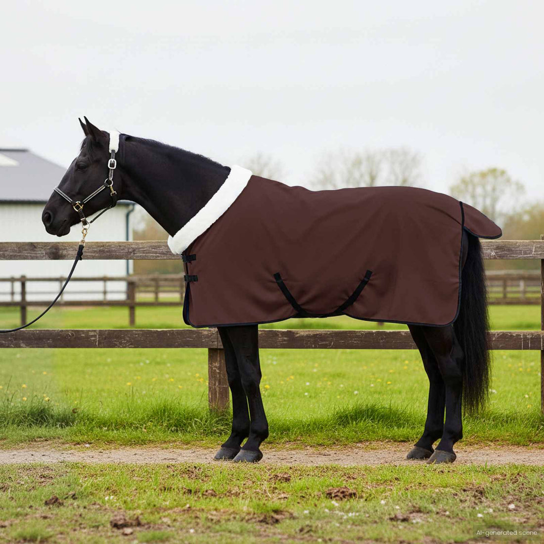 vidaXL Manta para Caballo Marrón Oscuro Completo 75 cm Forro polar