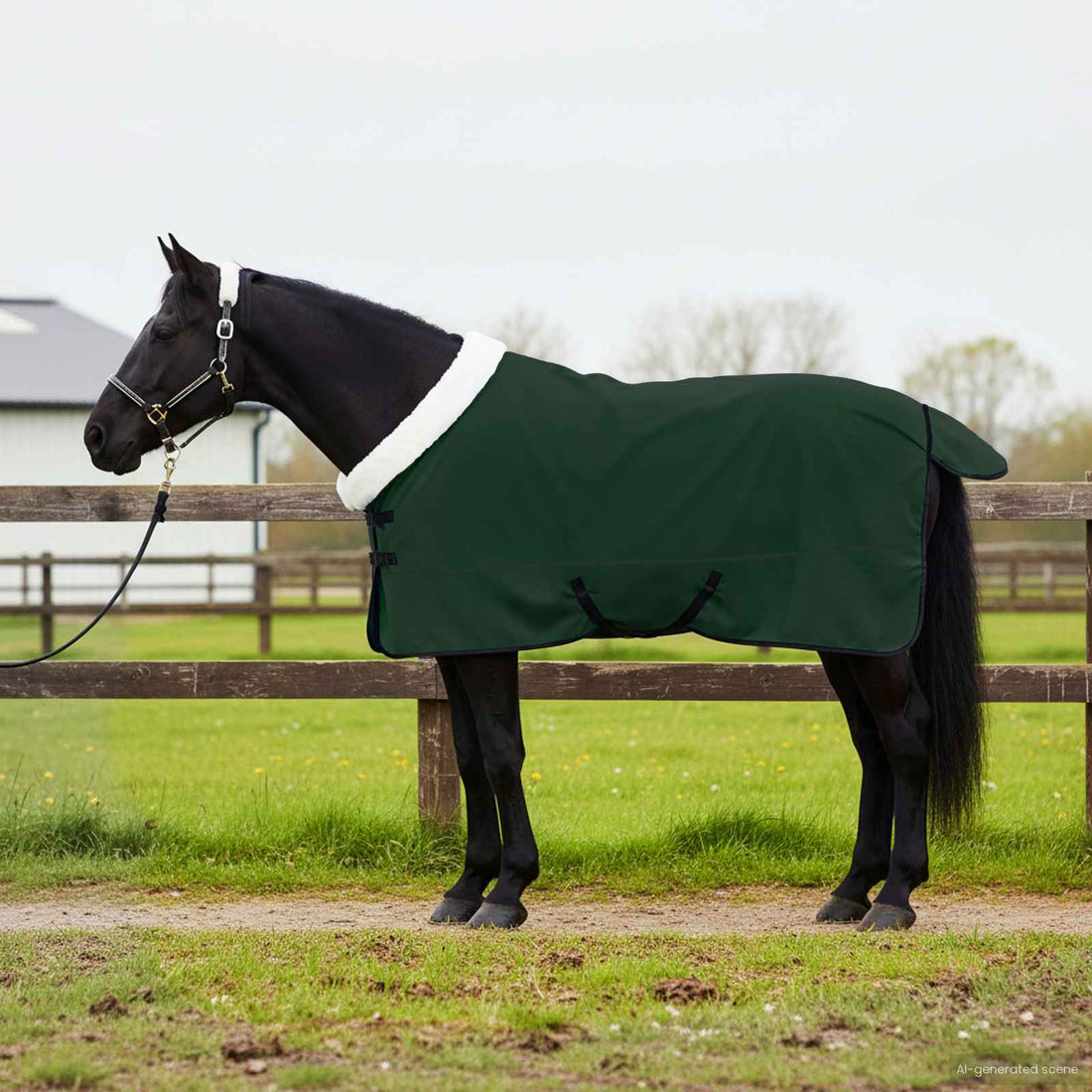 vidaXL Manta para Caballo Verde oscuro completo 135 cm Forro polar