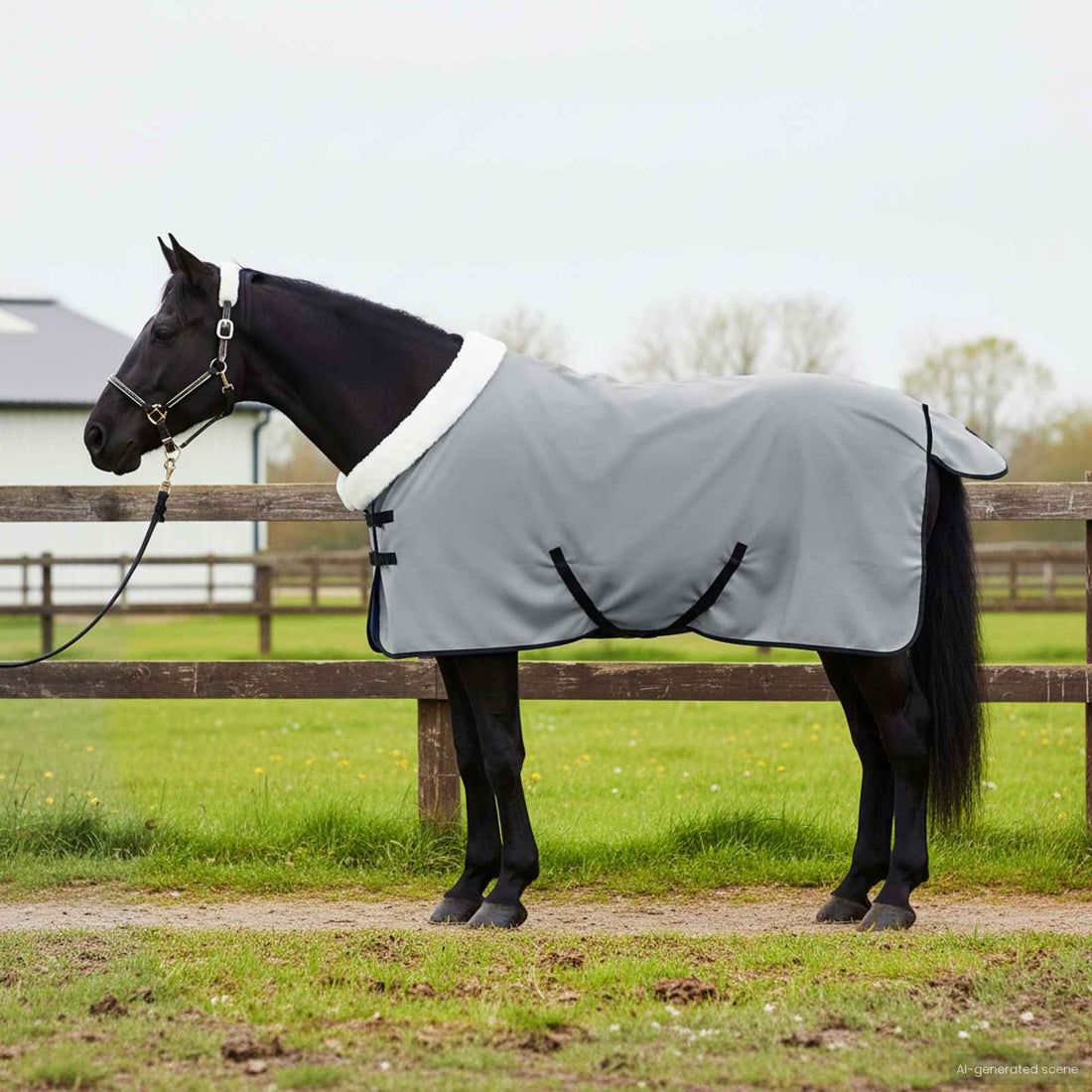 vidaXL Manta para Caballo Gris Claro Completo 85 cm Forro polar