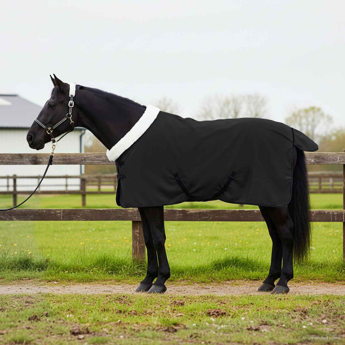 vidaXL Manta para Caballo Negro 75 cm Forro polar
