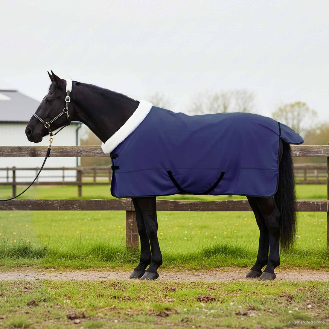 vidaXL Manta para Caballo Azul marino 165 cm Forro polar