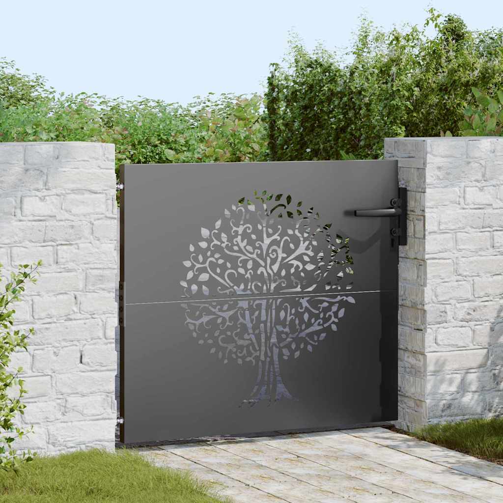 vidaXL Puerta de jardín 85 x 100 cm Negro Con cerradura