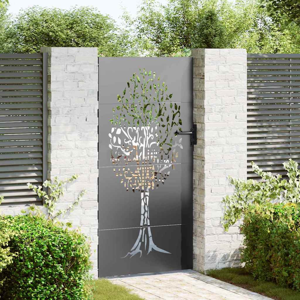 vidaXL Puerta de jardín 85 x 200 cm Negro Con cerradura