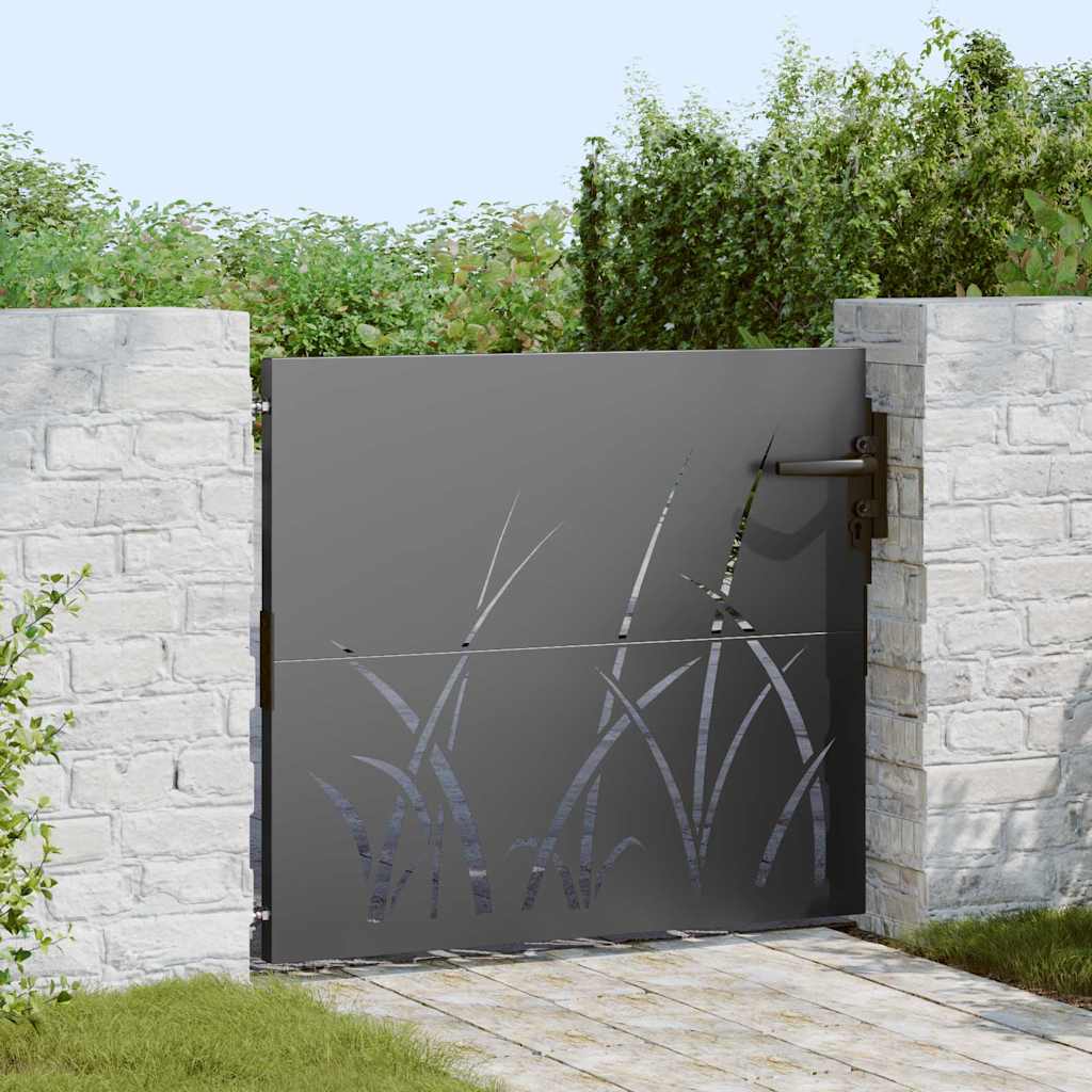 vidaXL Puerta de jardín con cerradura Negro 85 x 100 cm