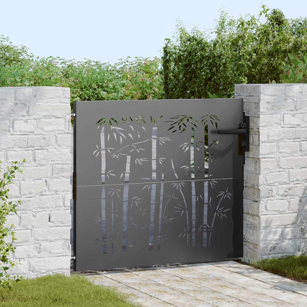 vidaXL Puerta de jardín 85 x 100 cm Negro Con cerradura