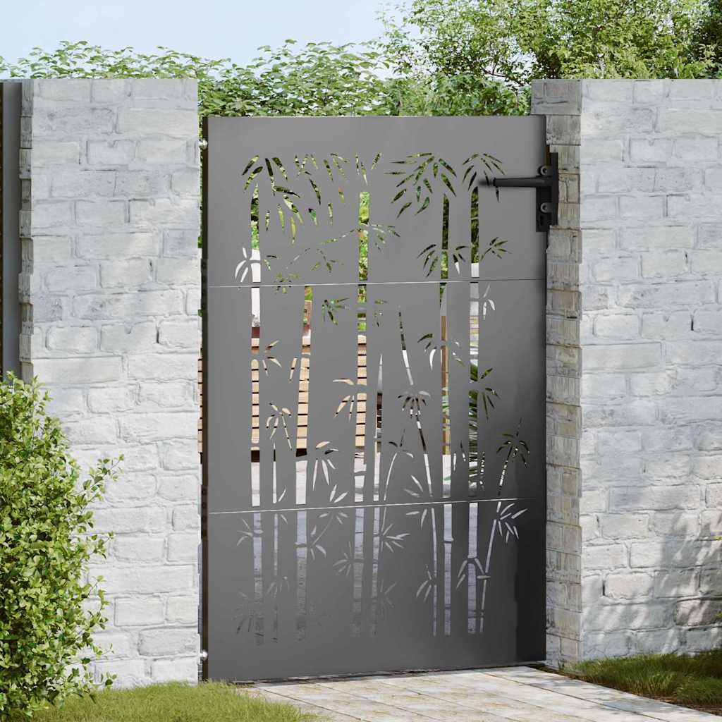 vidaXL Puerta de jardín 85 x 125 cm Negro Con cerradura