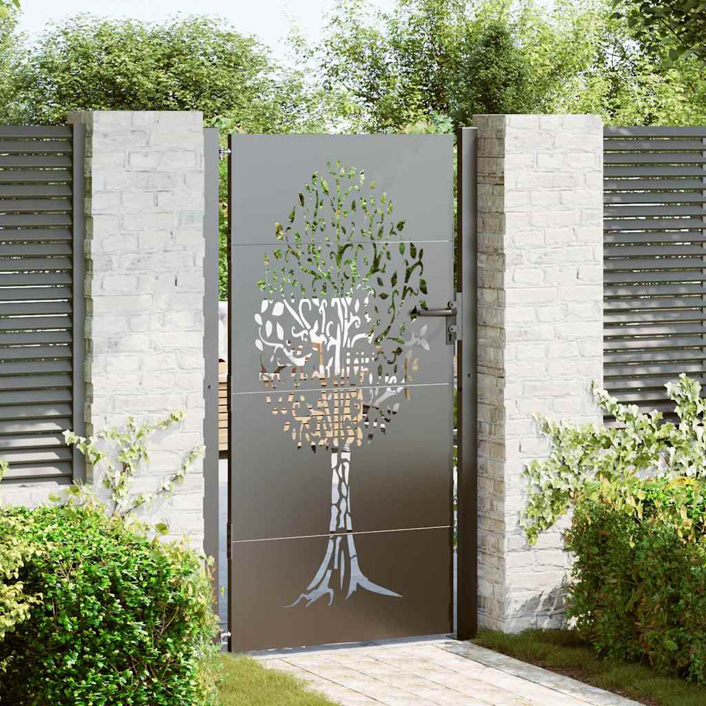 vidaXL Puerta de jardín 110 x 180 cm Negro Con cerradura