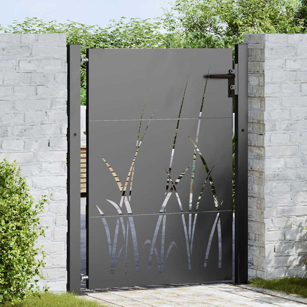 vidaXL Puerta de jardín 110 x 155 cm Negro Con cerradura