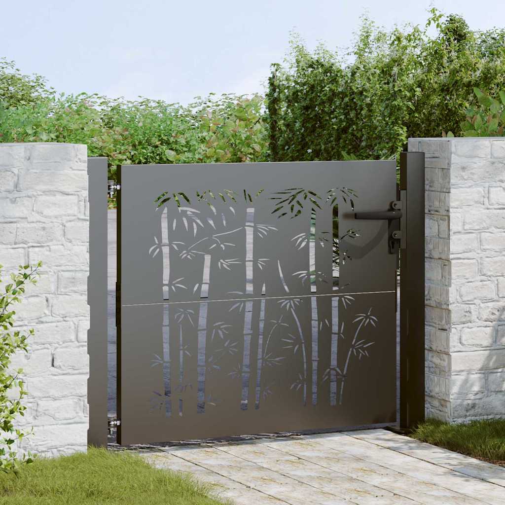vidaXL Puerta de jardín 110 x 105 cm Negro Con cerradura