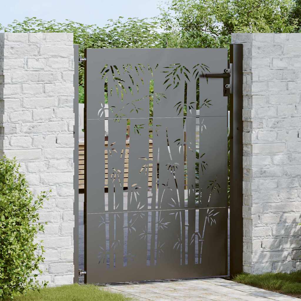 vidaXL Puerta de jardín 110 x 155 cm Negro Con cerradura