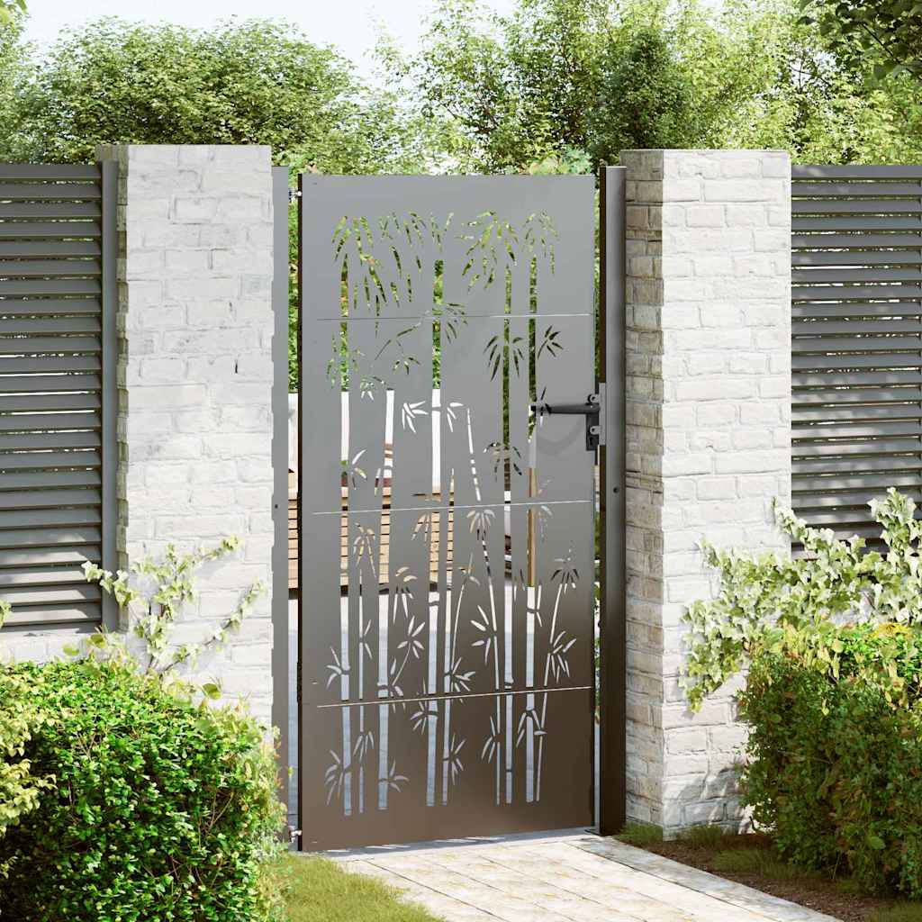 vidaXL Puerta de jardín con cerradura Negro 110 x 180 cm