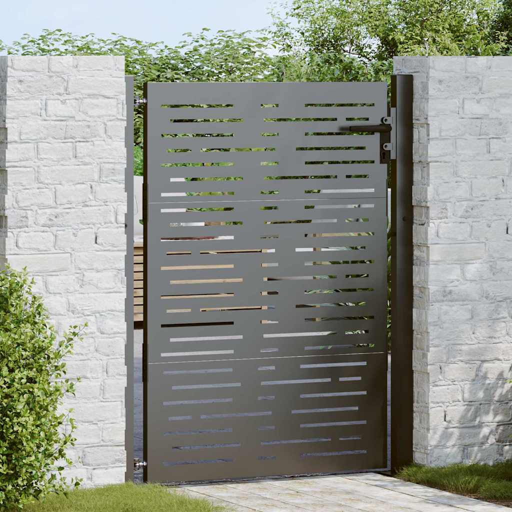 vidaXL Puerta de jardín con cerradura Negro 110 x 130 cm