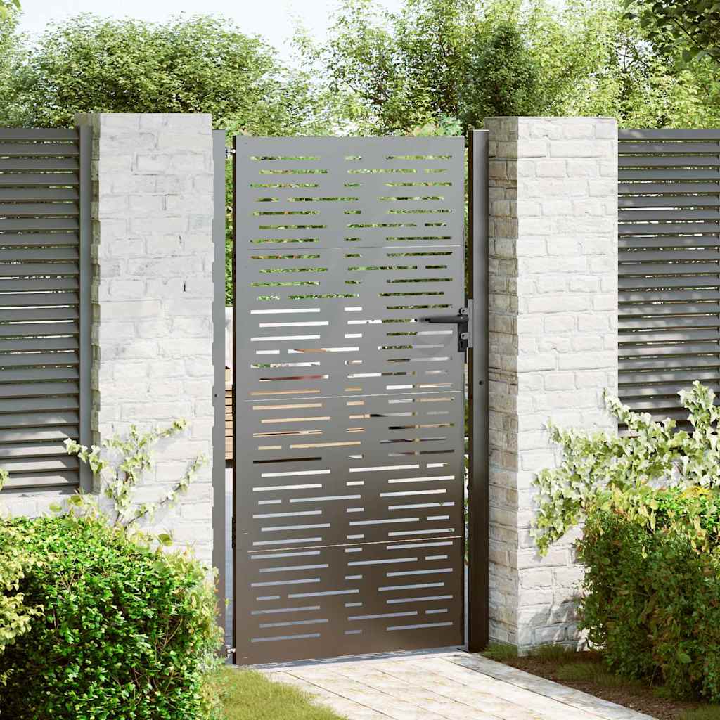 vidaXL Puerta de jardín con cerradura Negro 110 x 180 cm