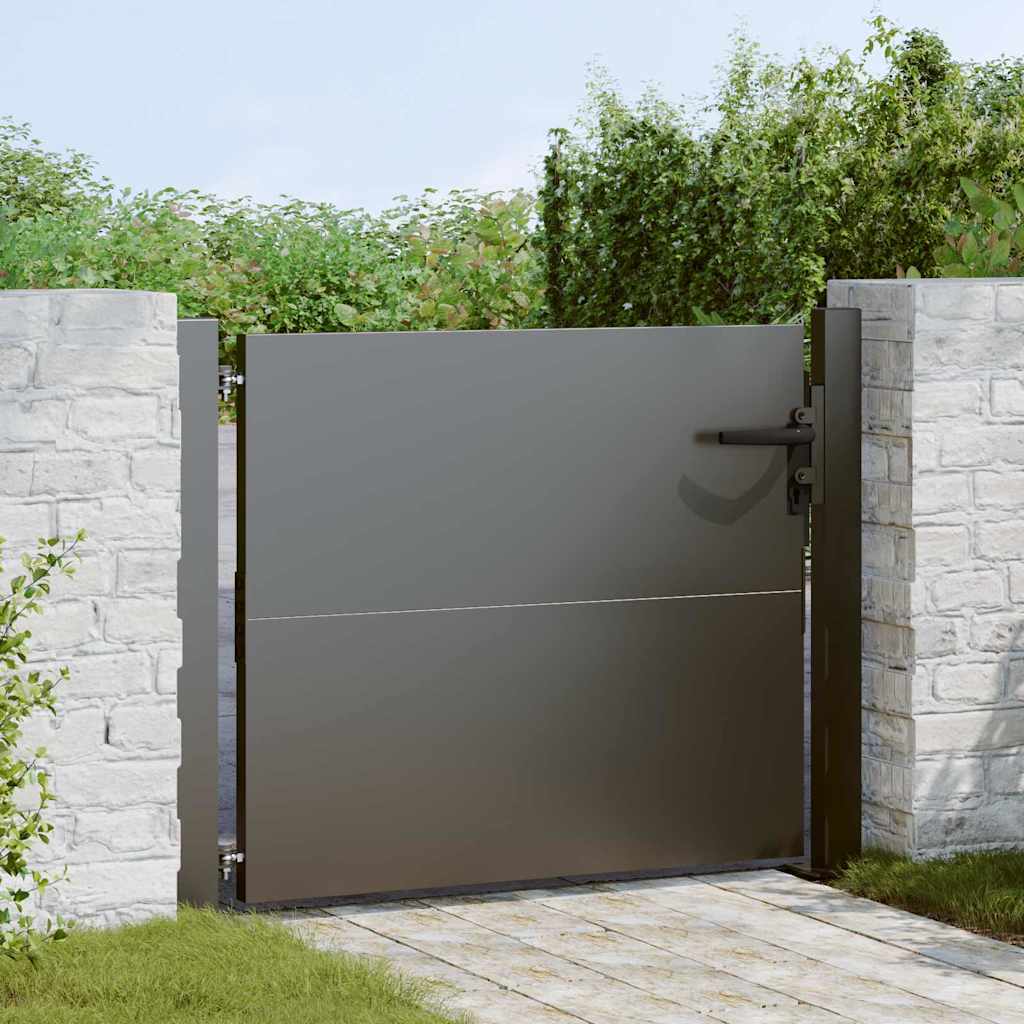 vidaXL Puerta de jardín con cerradura Negro 110 x 105 cm