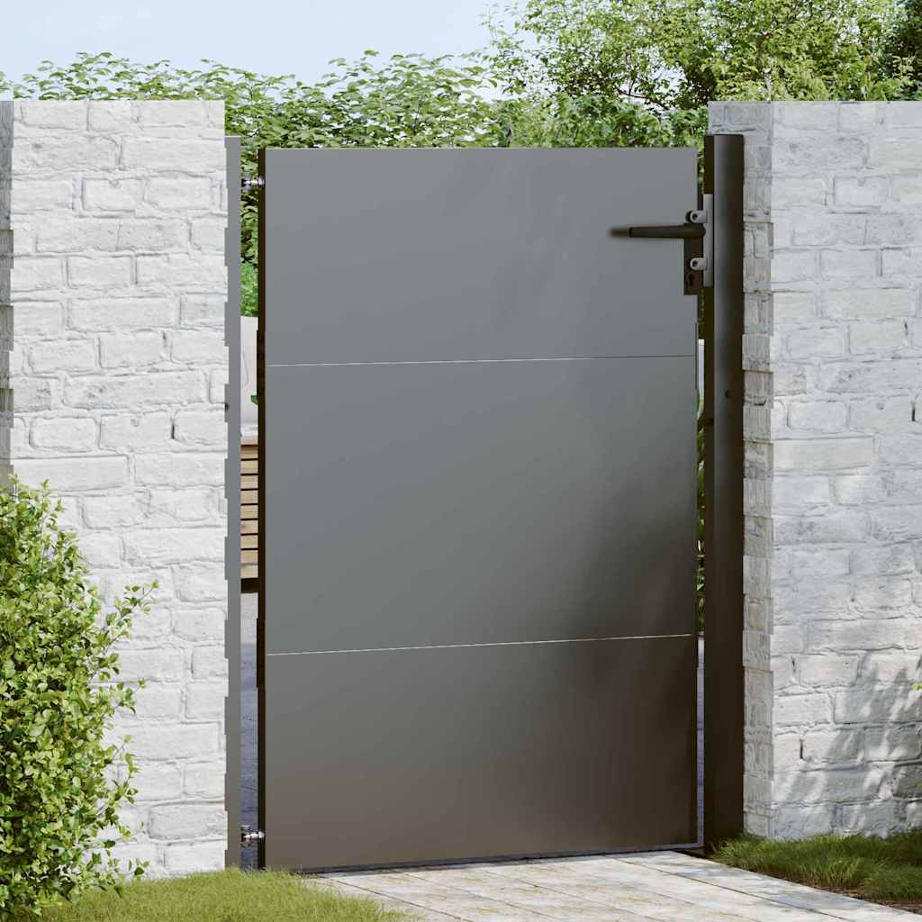 vidaXL Puerta de jardín con cerradura Negro 110 x 155 cm