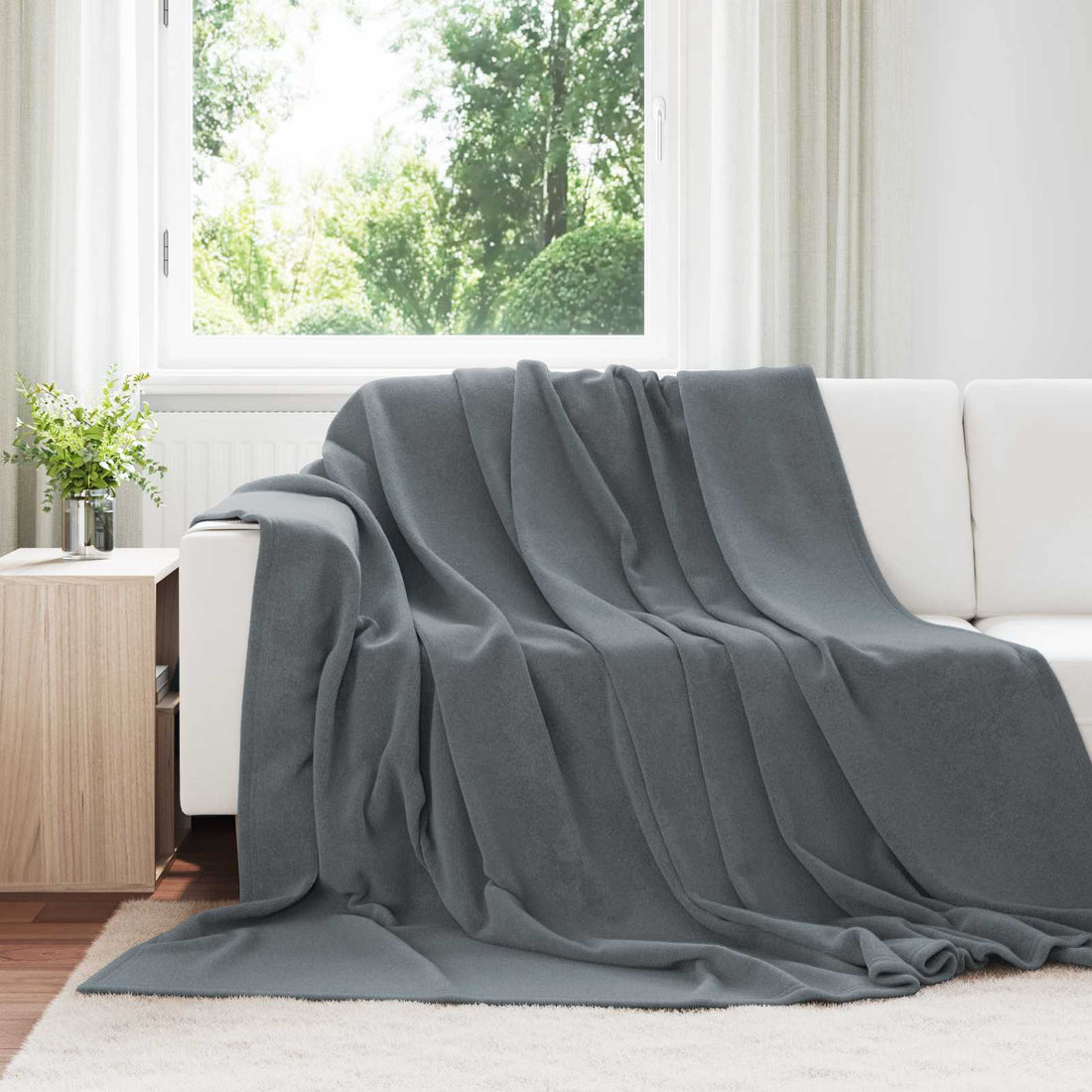 vidaXL Manta Gris oscuro 220 x 240 cm 1.37 kg Lana