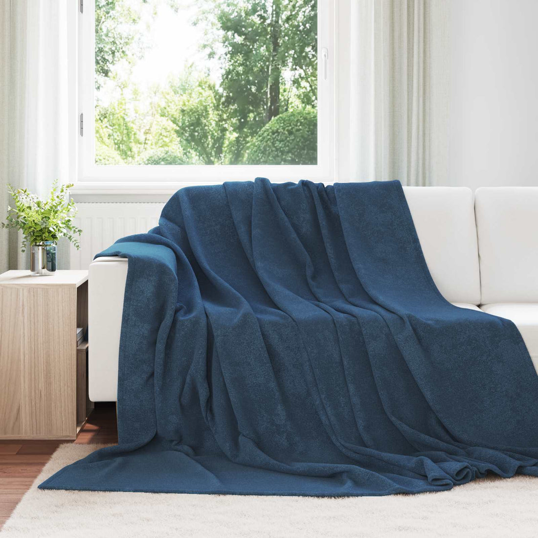 vidaXL Manta Azul marino 240 x 270 cm 1.69 kg Lana