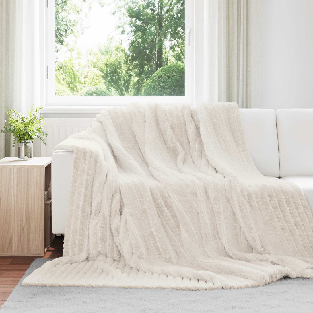 vidaXL Manta Crema 240 x 220 cm 1.37 kg Lana